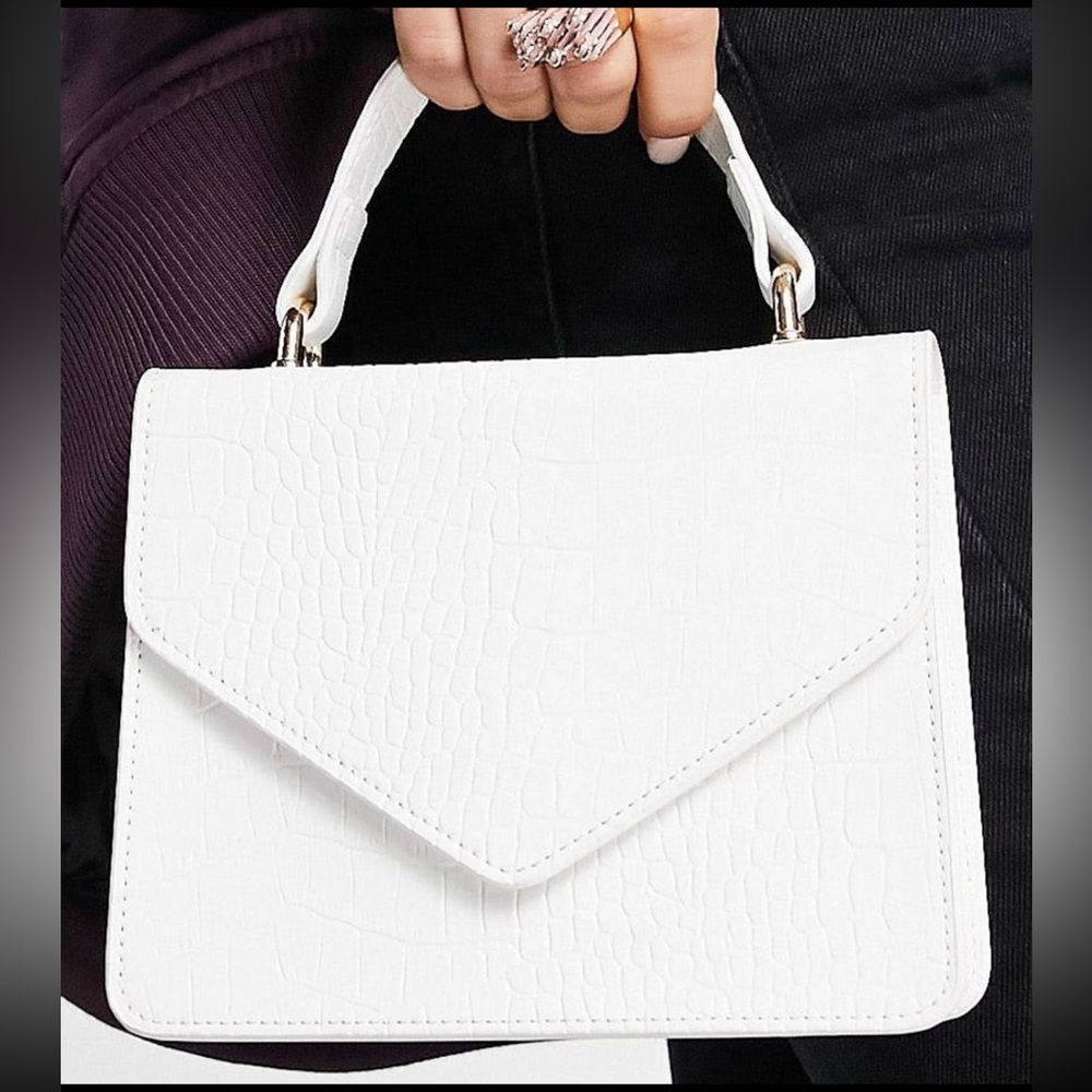 ASOS White Faux Crocodile Cross-Body Purse